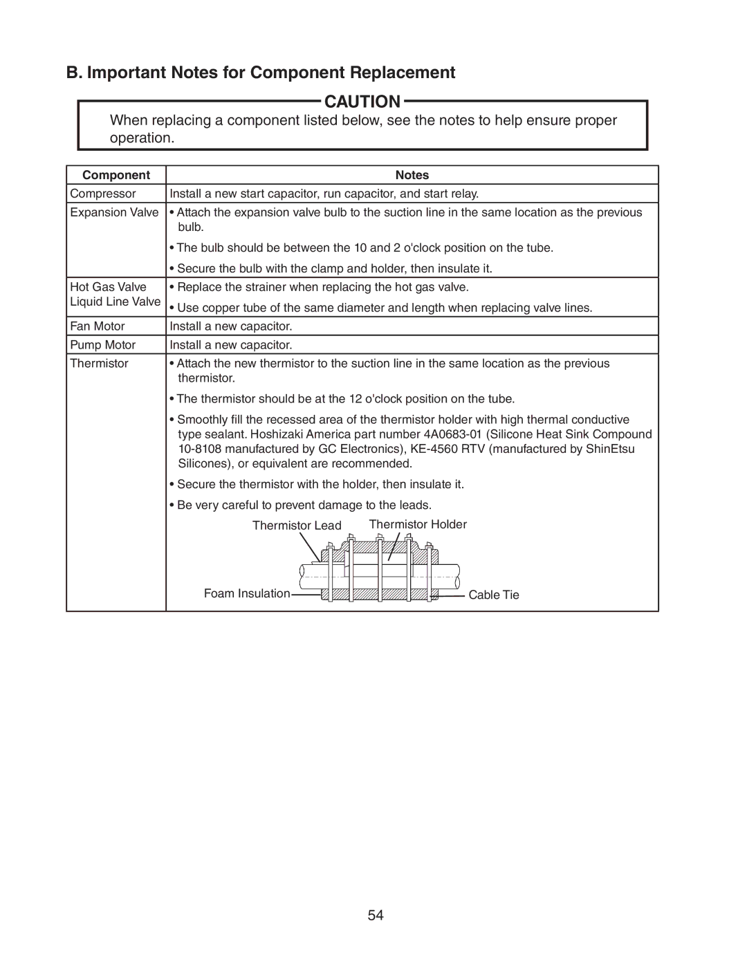 Hoshizaki KM-1301SRH-E, KM-1301SAH-E, KM-1301SWH-E service manual Important Notes for Component Replacement 