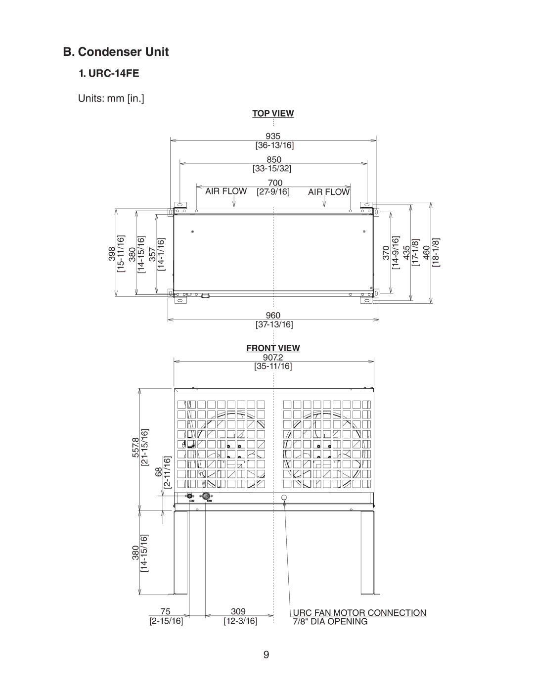 Hoshizaki KM-1301SRH-E, KM-1301SAH-E, KM-1301SWH-E service manual Condenser Unit, URC-14FE 