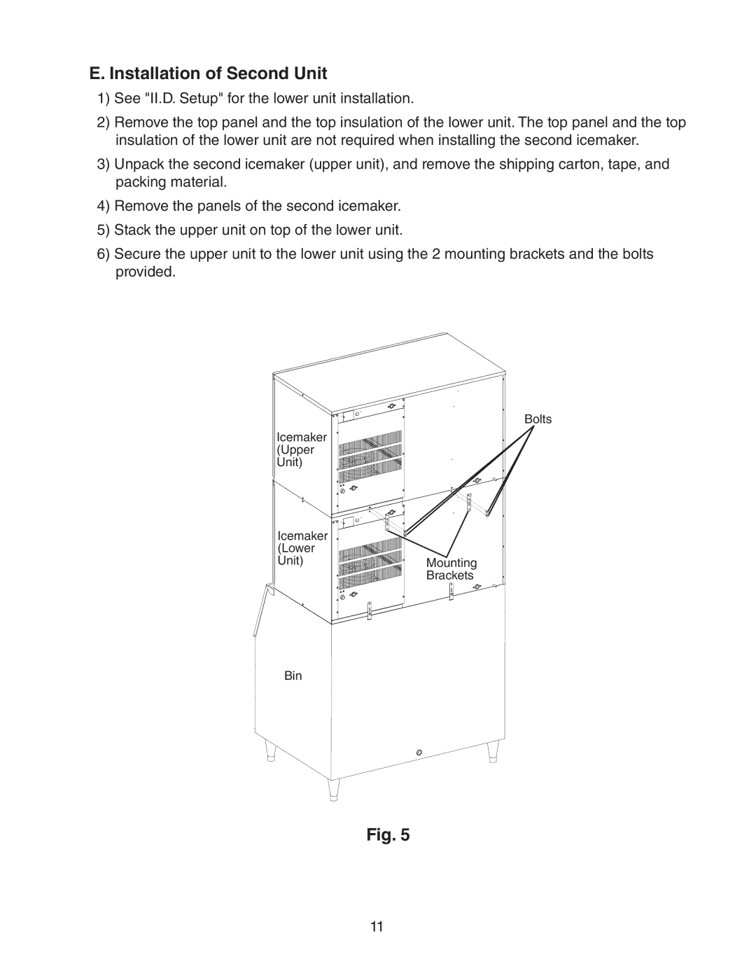 Hoshizaki KM-1400SWH/3-M instruction manual Installation of Second Unit 