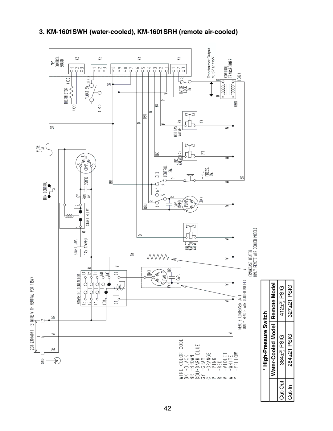 Hoshizaki KM-1601SWH/3, KM-1601SAH/3 KM-1601SWH water-cooled, KM-1601SRH remote air-cooled, Pressure-High* Switch Model 