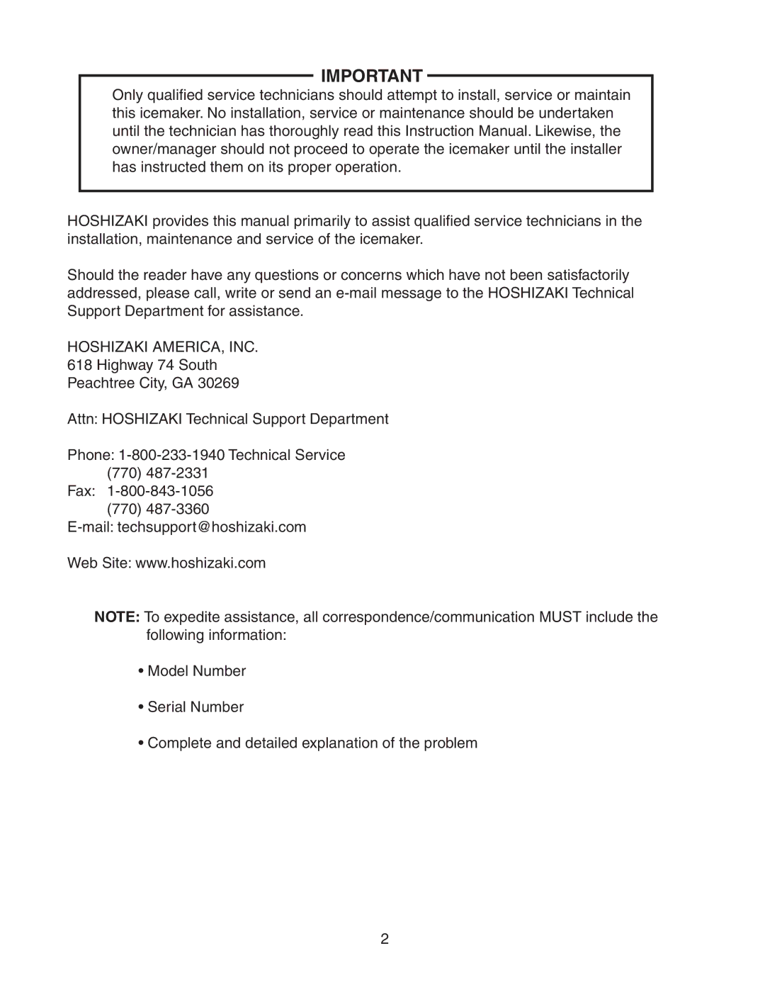 Hoshizaki KM-1800SAH/3, KM-1800SRH/3, KM-1800SWH/3 instruction manual Hoshizaki AMERICA, INC 