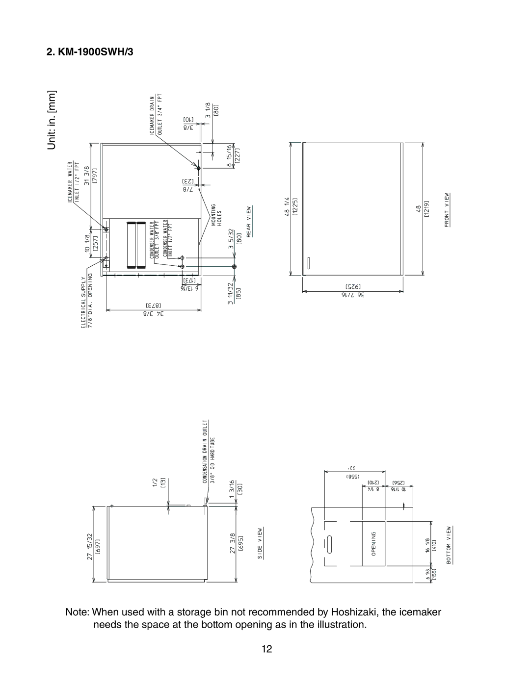 Hoshizaki KM-1900SRH/3, KM-1900SAH/3 instruction manual KM-1900SWH/3 