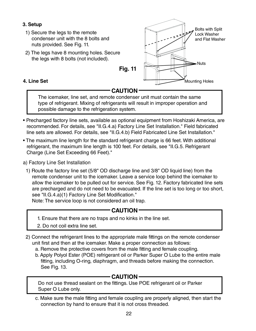 Hoshizaki KM-1900SAH/3, KM-1900SRH/3, KM-1900SWH/3 instruction manual Setup, Line Set 