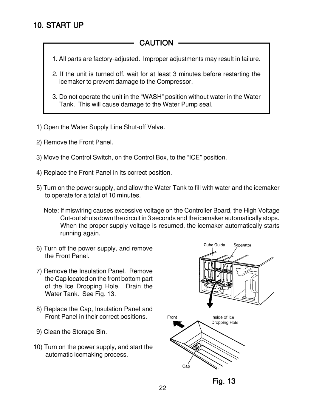 Hoshizaki KM-2000SRH3, KM-2000SWH3 instruction manual Start UP 