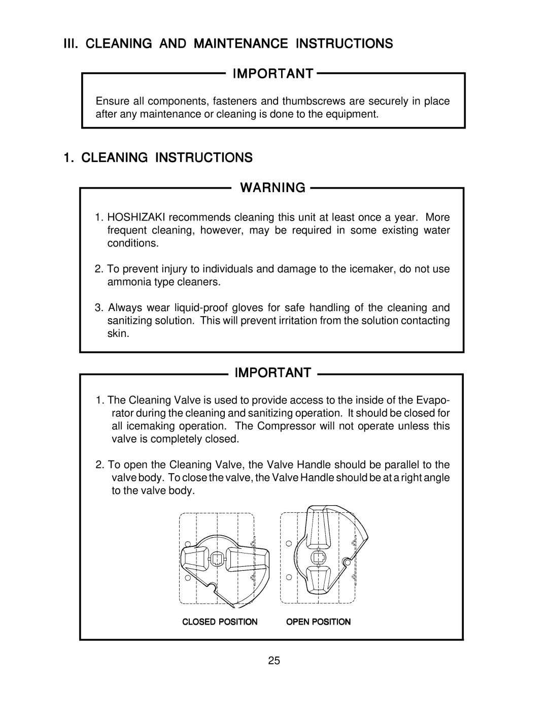 Hoshizaki KM-2000SWH3, KM-2000SRH3 III. Cleaning and Maintenance Instructions, Cleaning Instructions Warning 