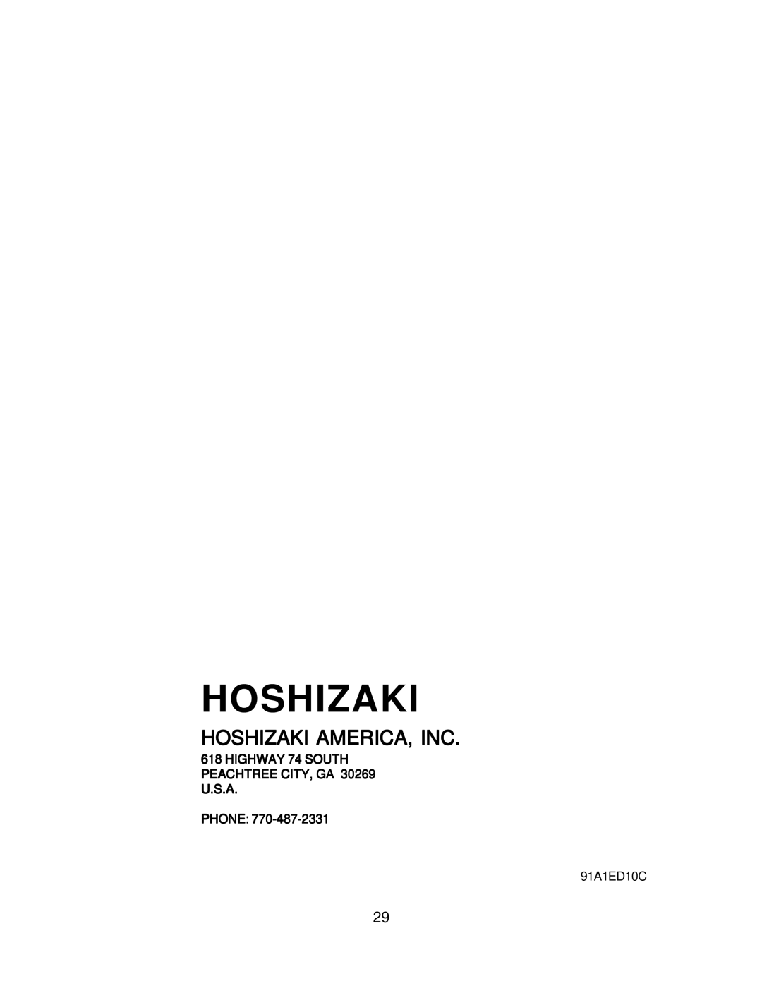 Hoshizaki KM-2000SWH3, KM-2000SRH3 instruction manual Hoshizaki 