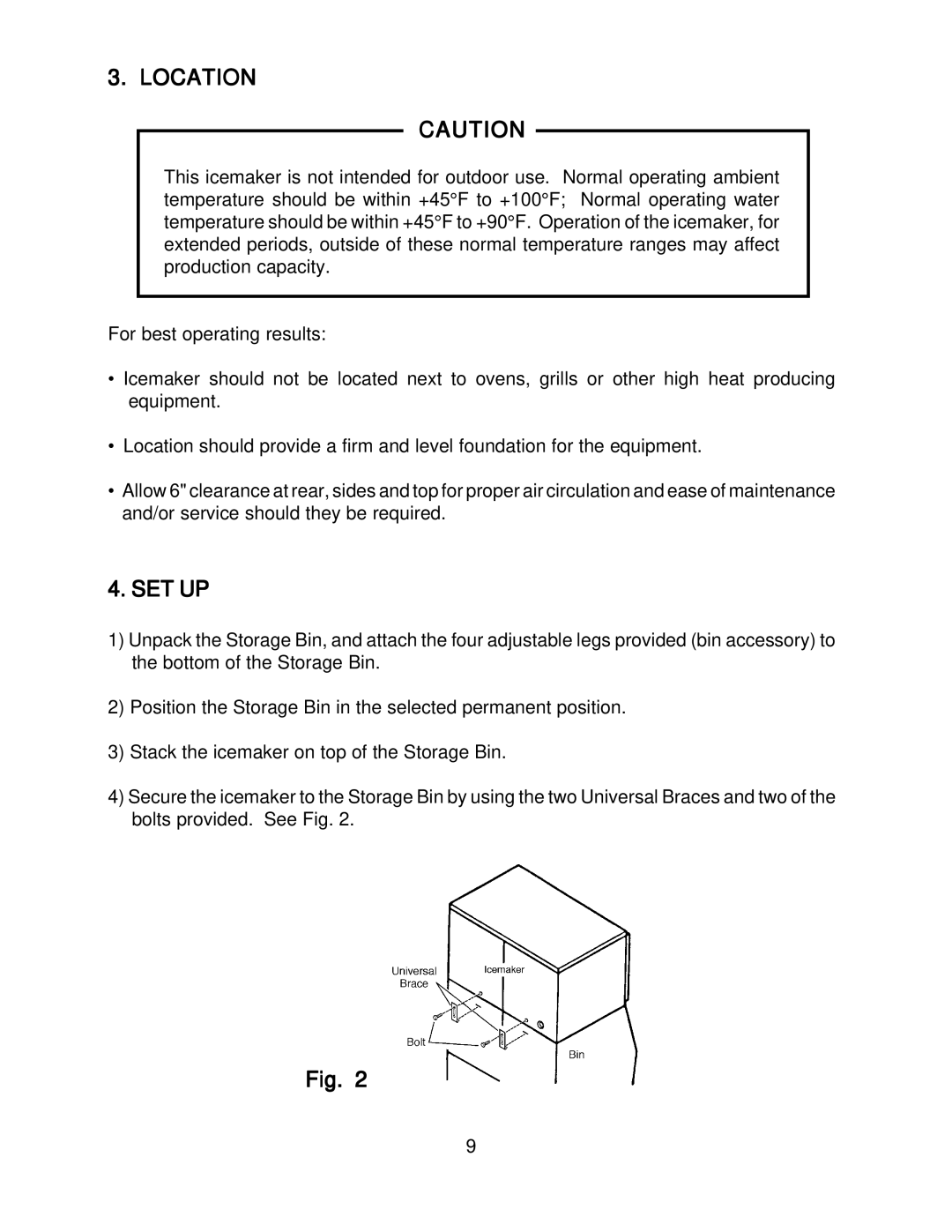 Hoshizaki KM-2000SWH3, KM-2000SRH3 instruction manual Location, Set Up 