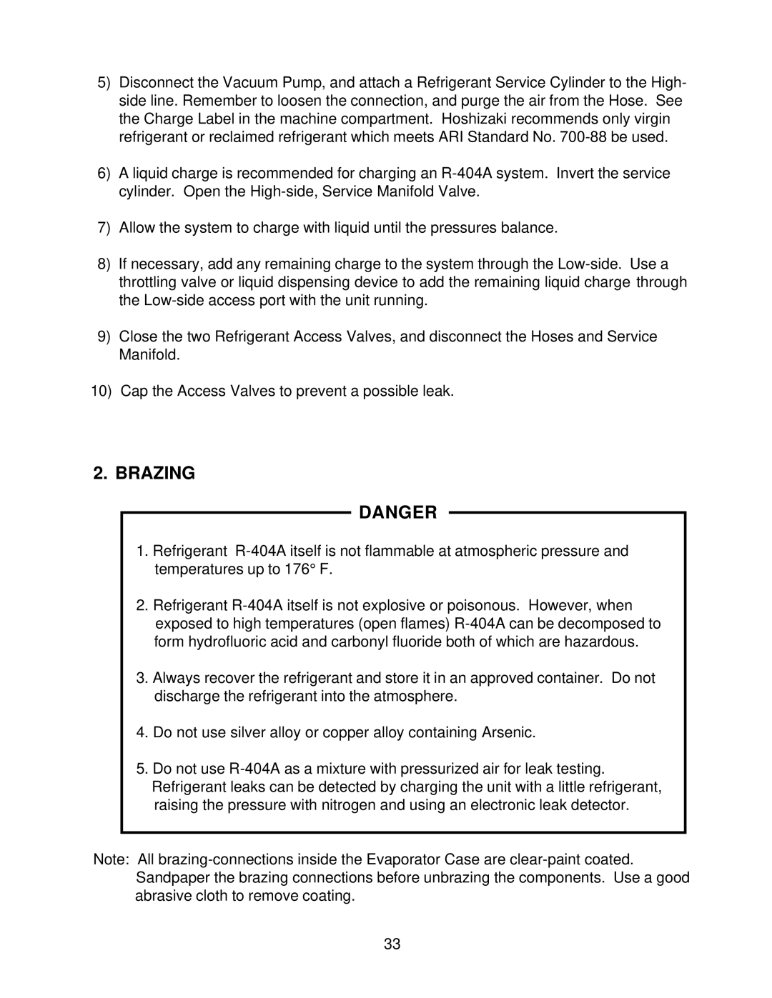 Hoshizaki KM-2400SRH3, KM-2400SRF3 service manual Brazing 