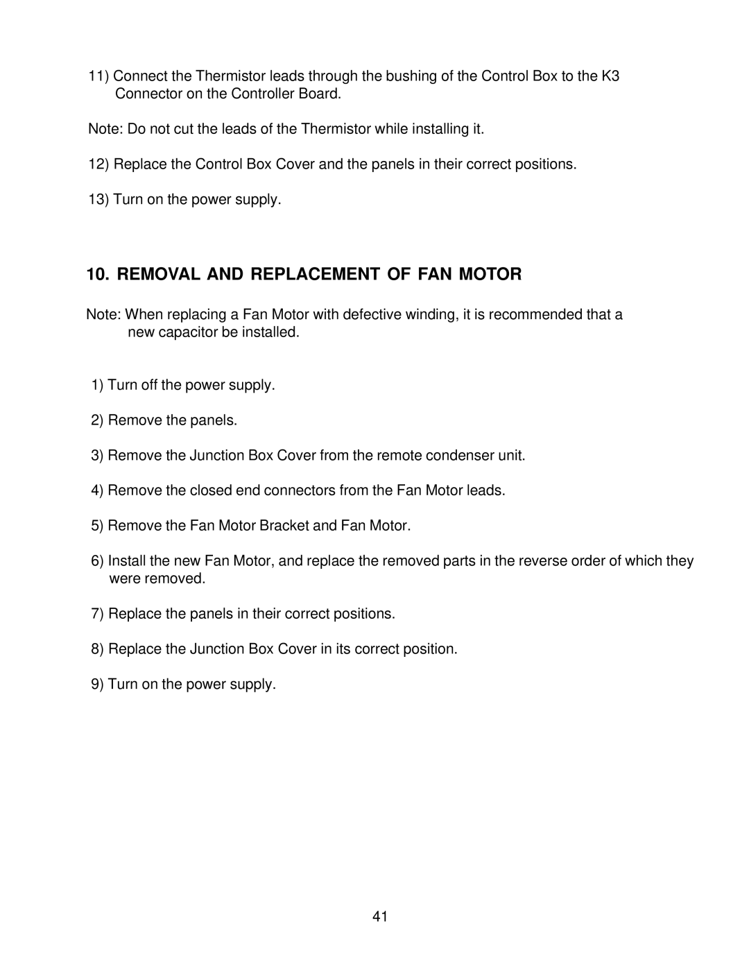 Hoshizaki KM-2400SRH3, KM-2400SRF3 service manual Removal and Replacement of FAN Motor 