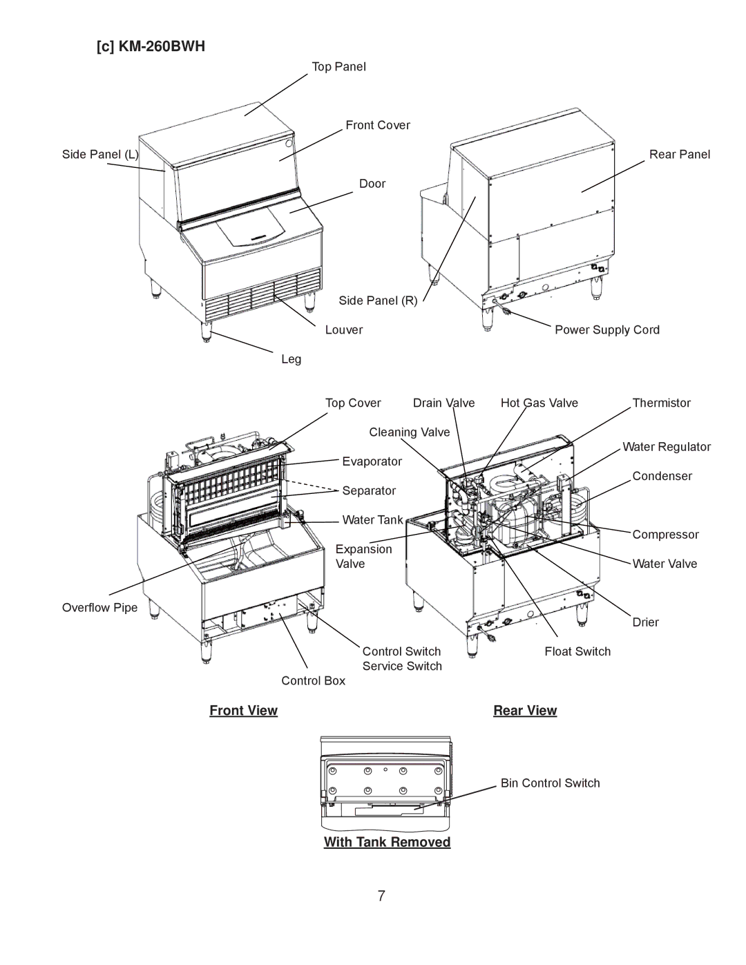 Hoshizaki KM-260BAH, KM-201BAH, KM-201BWH service manual KM-260BWH 