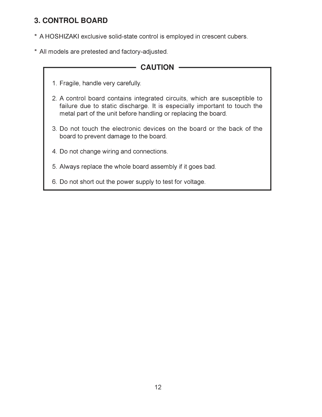 Hoshizaki KM-201BAH, KM-260BAH, KM-260BWH, KM-201BWH service manual Control Board 