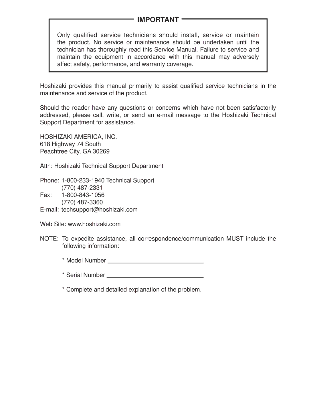 Hoshizaki KM-260BWH, KM-260BAH, KM-201BAH, KM-201BWH service manual Hoshizaki AMERICA, INC 