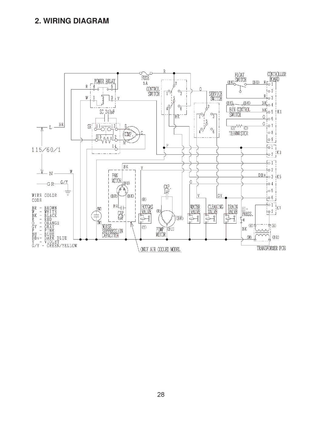 Hoshizaki KM-201BAH, KM-260BAH, KM-260BWH, KM-201BWH service manual Wiring Diagram 