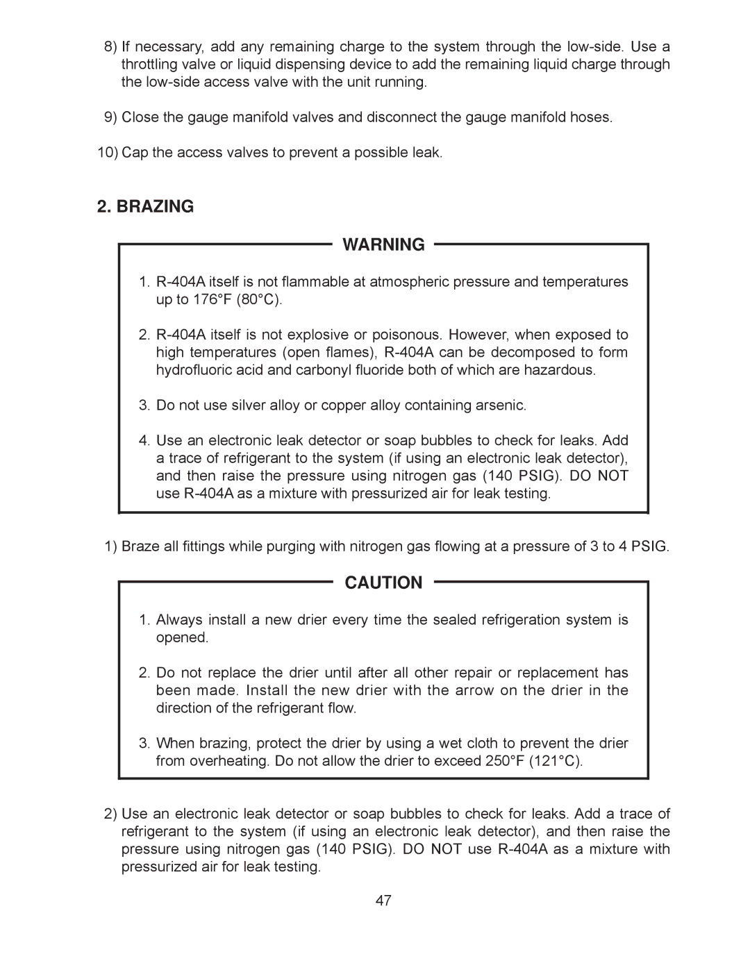 Hoshizaki KM-260BAH, KM-201BAH, KM-260BWH, KM-201BWH service manual Brazing 