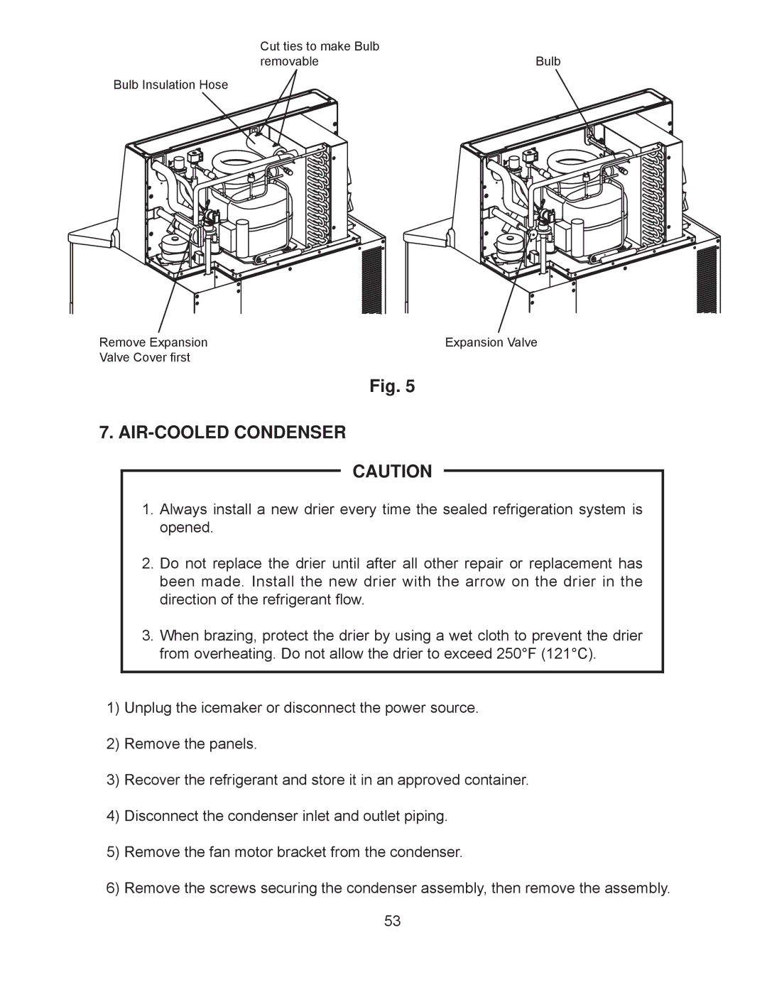 Hoshizaki KM-260BWH, KM-260BAH, KM-201BAH, KM-201BWH service manual AIR-COOLED Condenser 