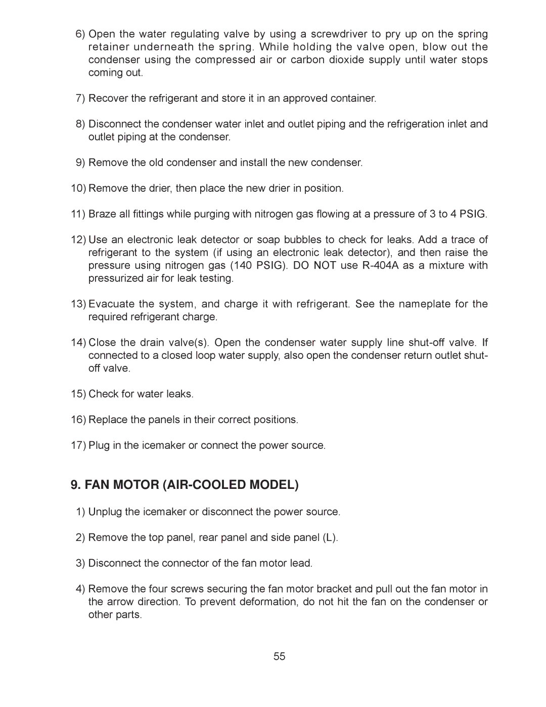 Hoshizaki KM-260BAH, KM-201BAH, KM-260BWH, KM-201BWH service manual FAN Motor AIR-COOLED Model 