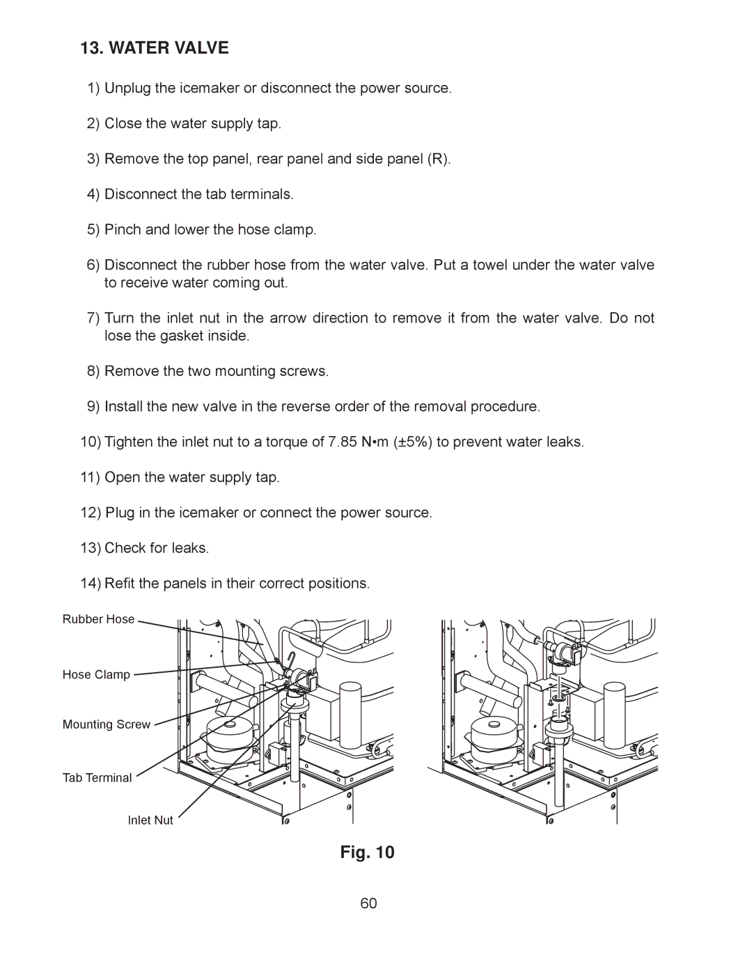 Hoshizaki KM-201BAH, KM-260BAH, KM-260BWH, KM-201BWH service manual Water Valve 