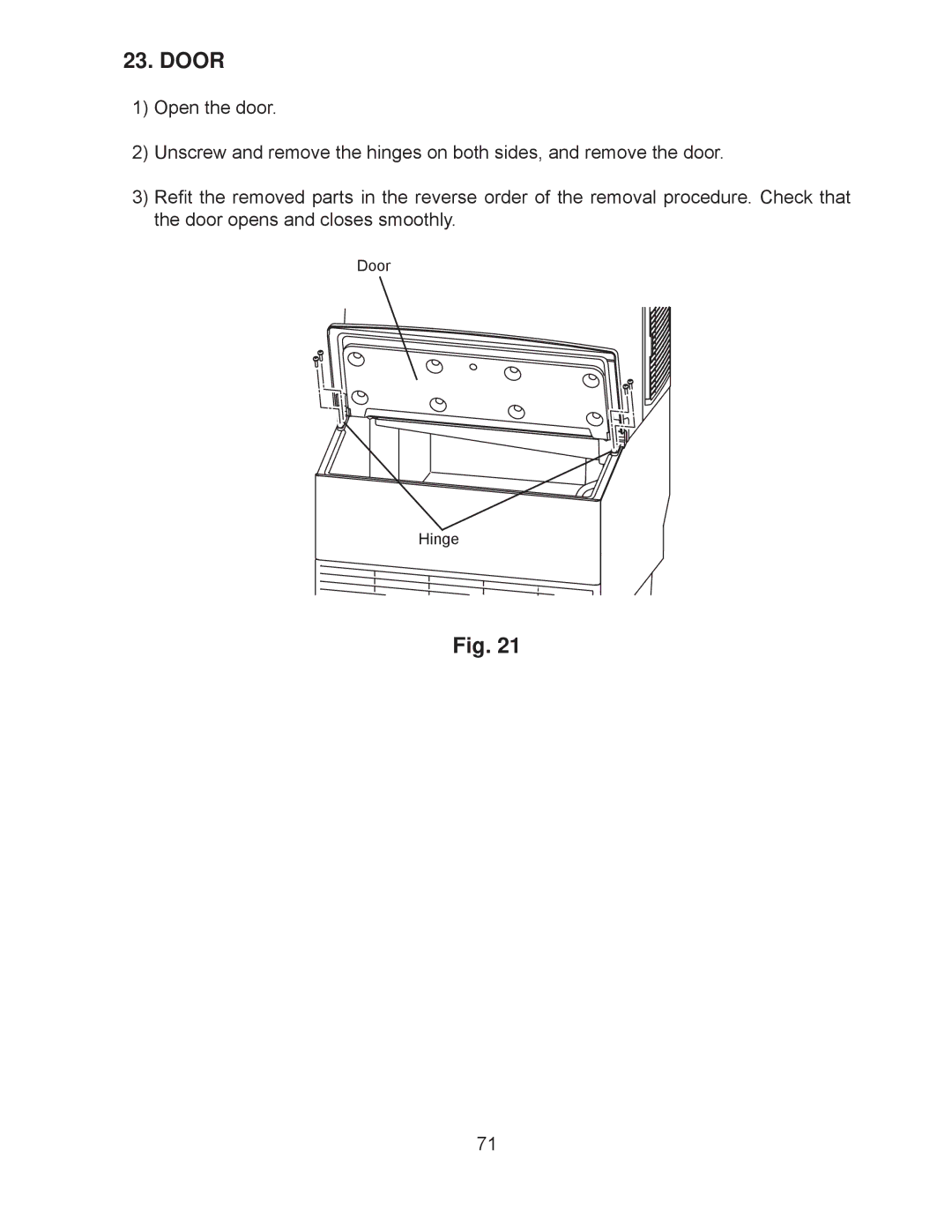 Hoshizaki KM-260BAH, KM-201BAH, KM-260BWH, KM-201BWH service manual Door 