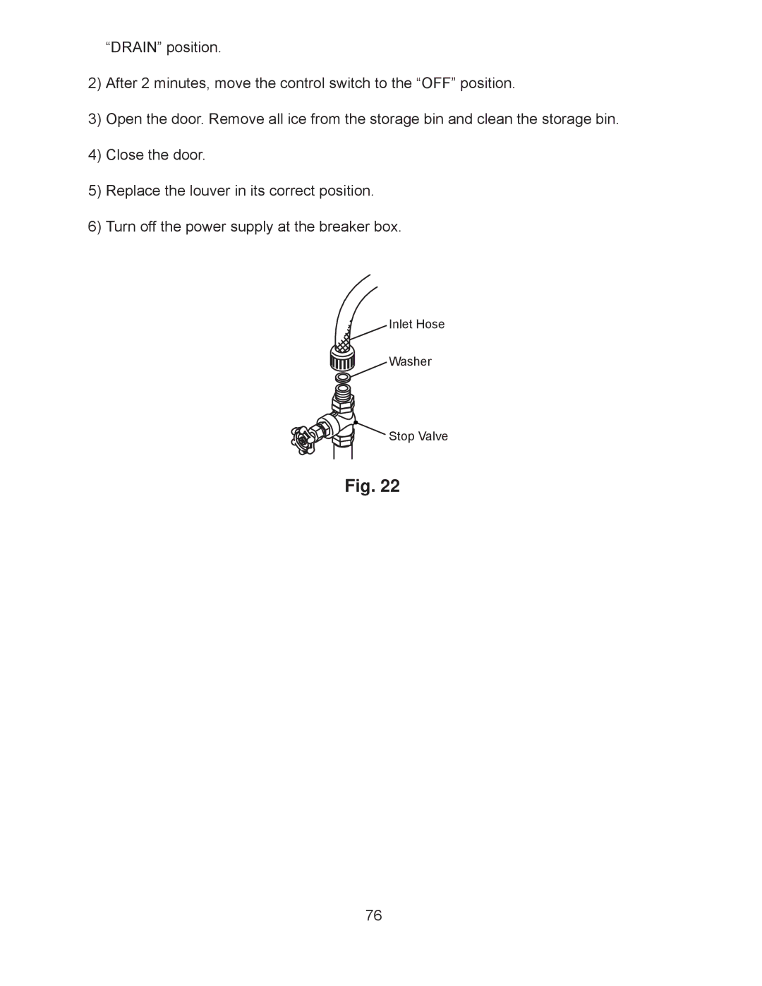 Hoshizaki KM-201BAH, KM-260BAH, KM-260BWH, KM-201BWH service manual Inlet Hose Washer Stop Valve 