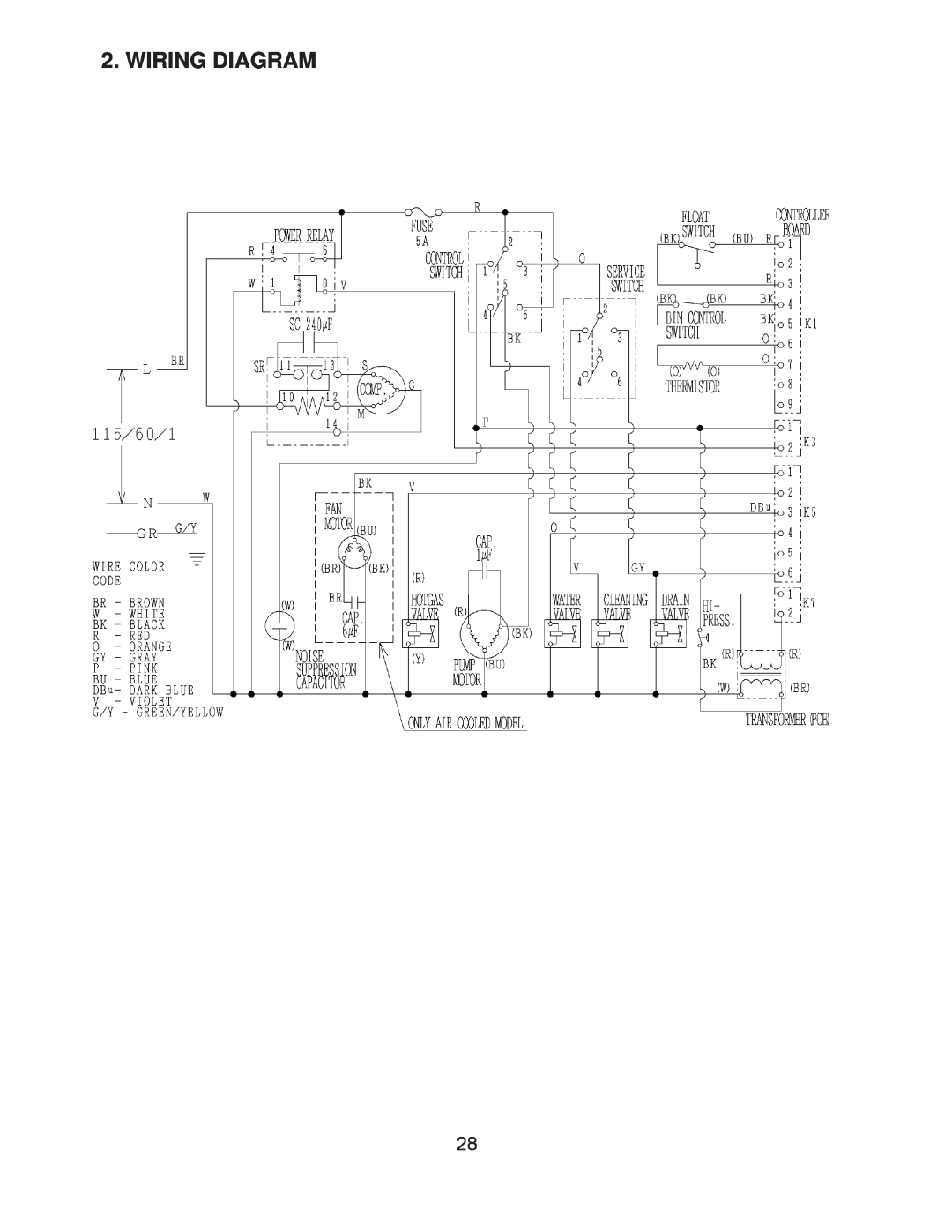 Hoshizaki KM-201BAH, KM-260BAH, KM-260BWH, KM-201BWH service manual Wiring Diagram 