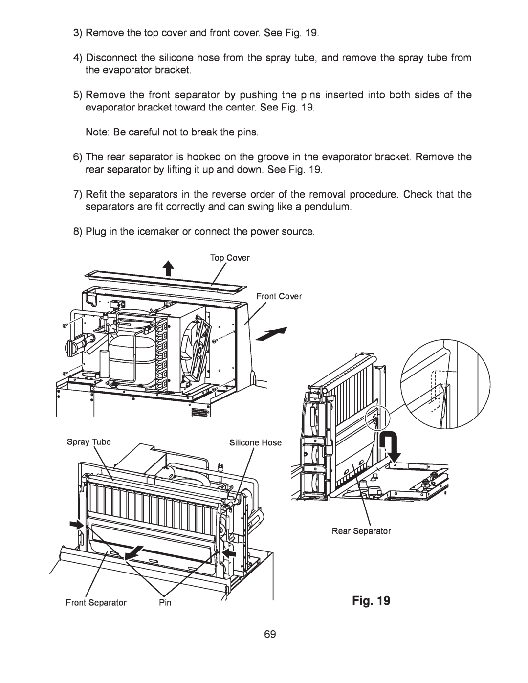 Hoshizaki KM-260BWH, KM-260BAH, KM-201BAH, KM-201BWH service manual 3Remove the top cover and front cover. See Fig 