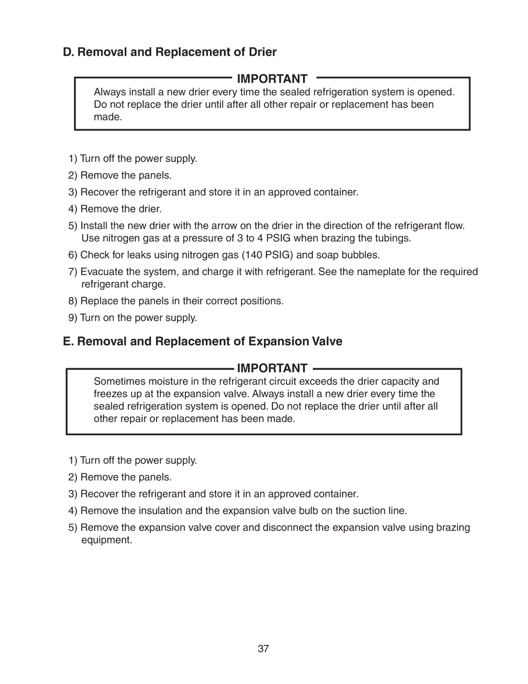 Hoshizaki KM-320MWH, KM-320MAH service manual Removal and Replacement of Drier, Removal and Replacement of Expansion Valve 