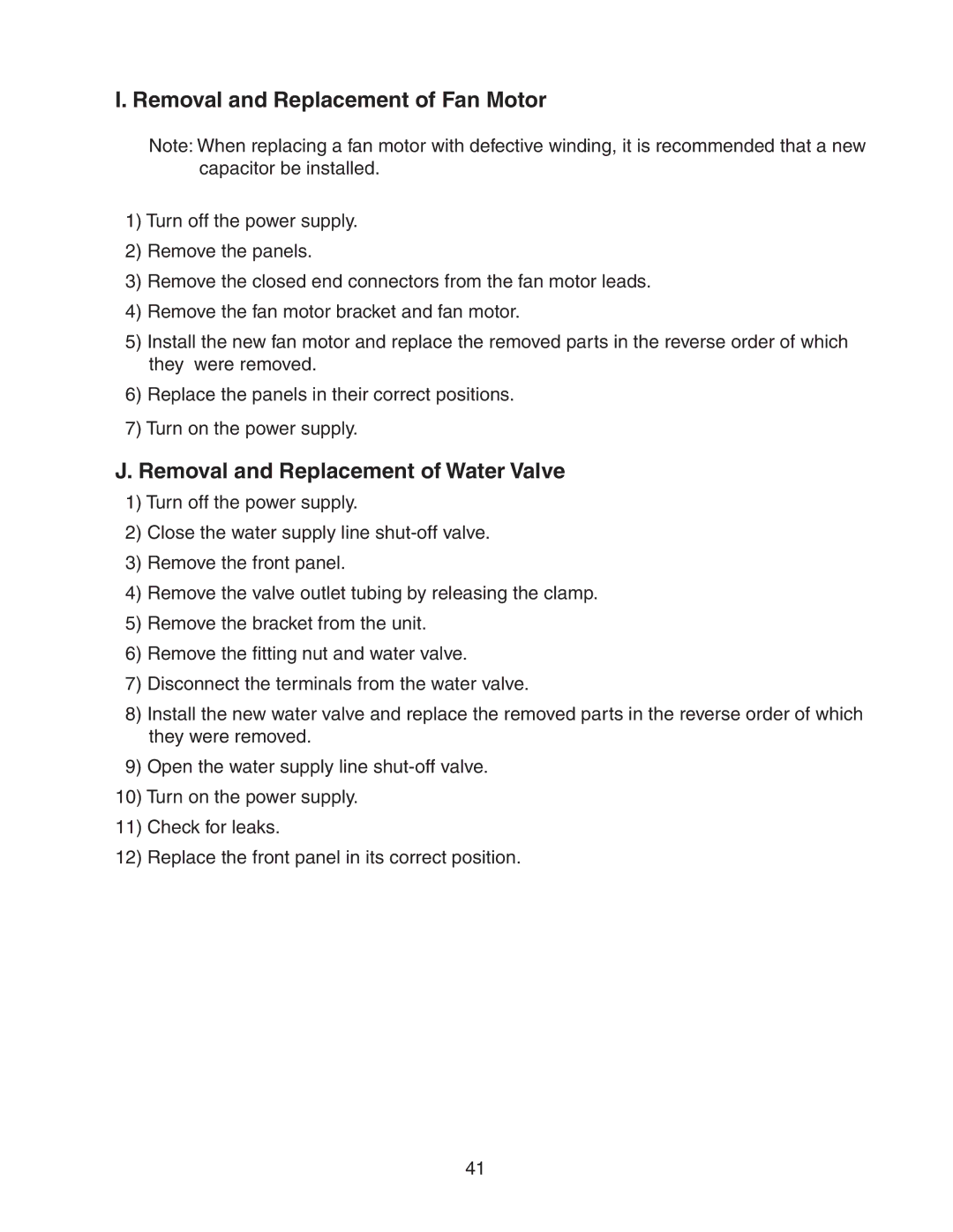 Hoshizaki KM-320MWH, KM-320MAH service manual Removal and Replacement of Fan Motor, Removal and Replacement of Water Valve 