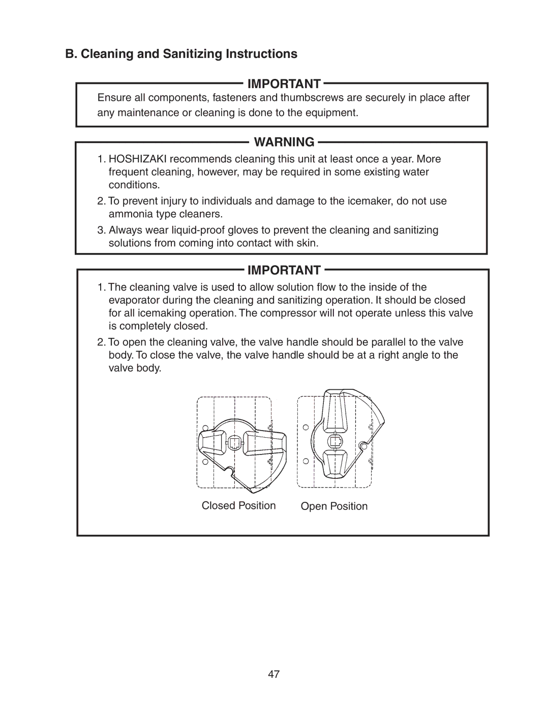 Hoshizaki KM-320MWH, KM-320MAH service manual Cleaning and Sanitizing Instructions 