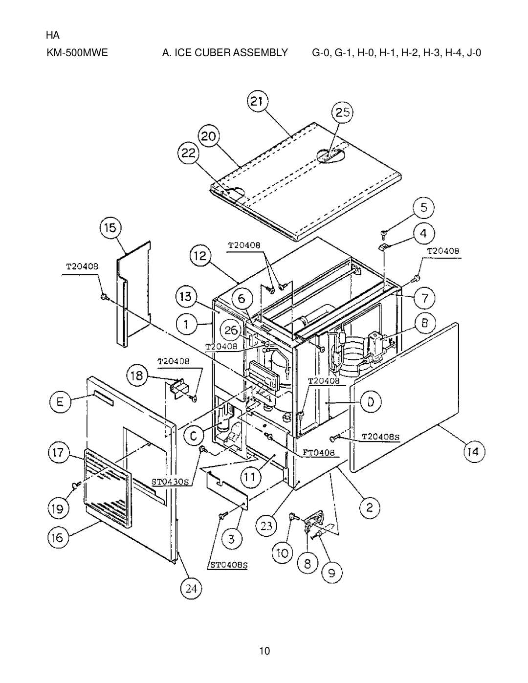 Hoshizaki KM-500MAE, KM-500MRE manual KM-500MWE 