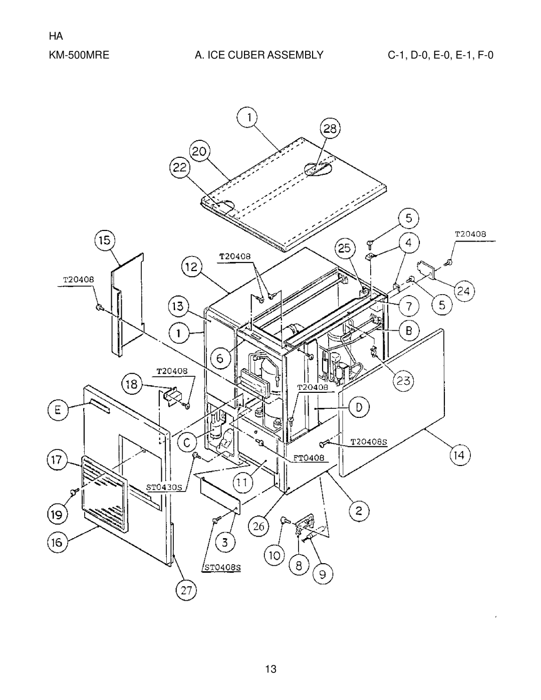 Hoshizaki KM-500MAE, KM-500MWE manual KM-500MRE ICE Cuber Assembly 