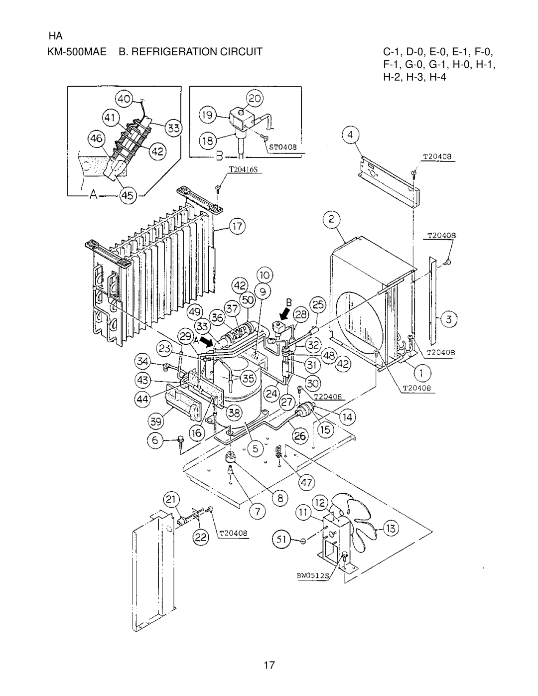 Hoshizaki KM-500MRE, KM-500MWE manual KM-500MAE B. Refrigeration Circuit 