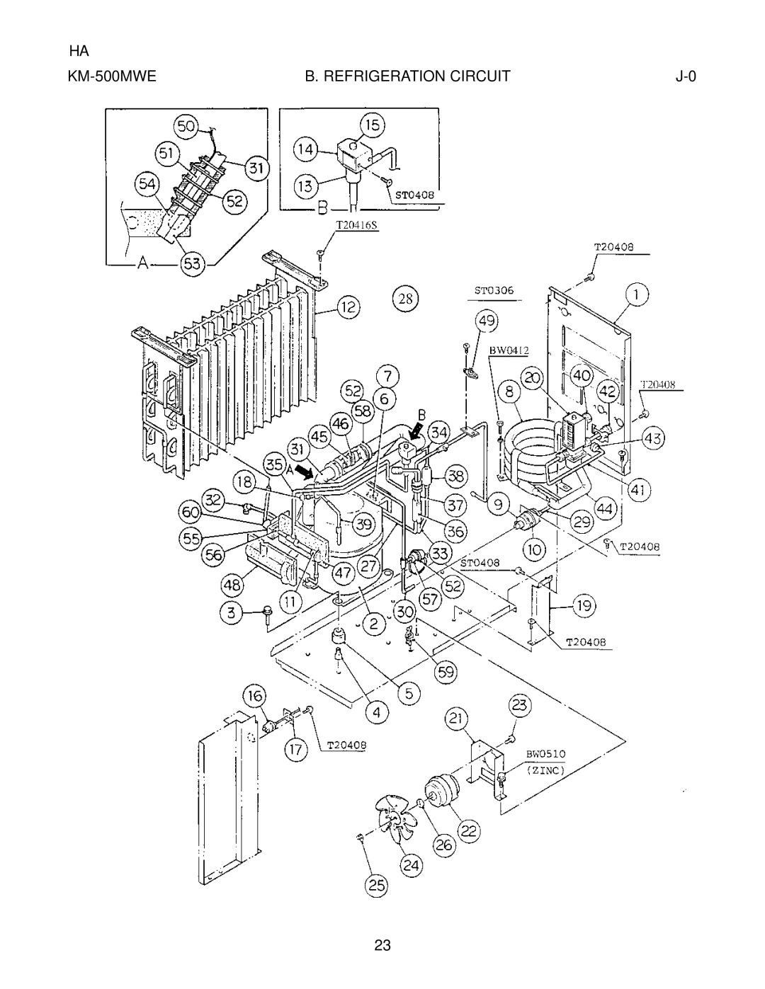 Hoshizaki KM-500MRE, KM-500MAE manual KM-500MWE Refrigeration Circuit 