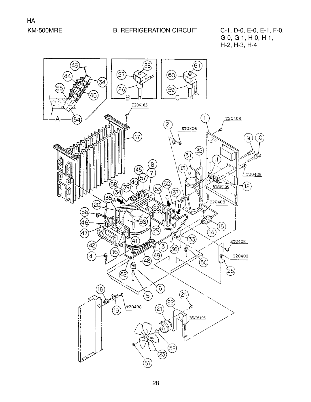 Hoshizaki KM-500MAE, KM-500MWE manual KM-500MRE Refrigeration Circuit 