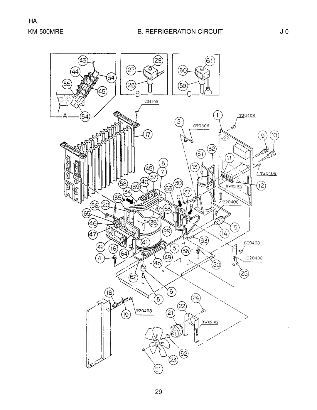 Hoshizaki KM-500MWE, KM-500MAE manual KM-500MRE Refrigeration Circuit 