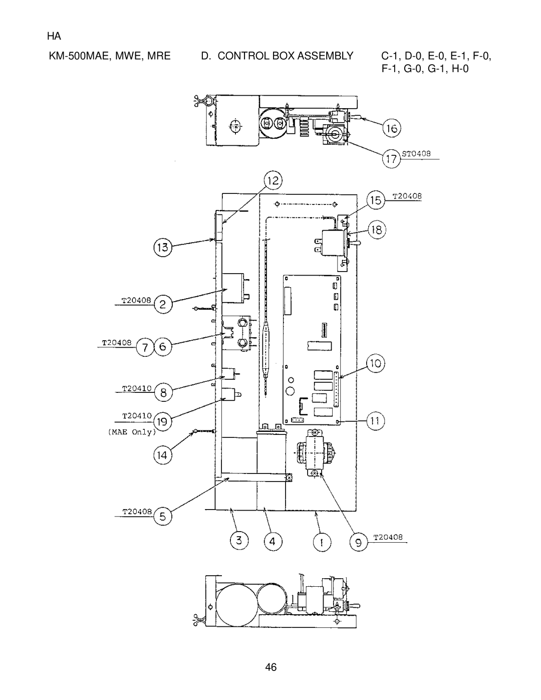 Hoshizaki KM-500MWE, KM-500MRE manual KM-500MAE, MWE, MRE Control BOX Assembly 