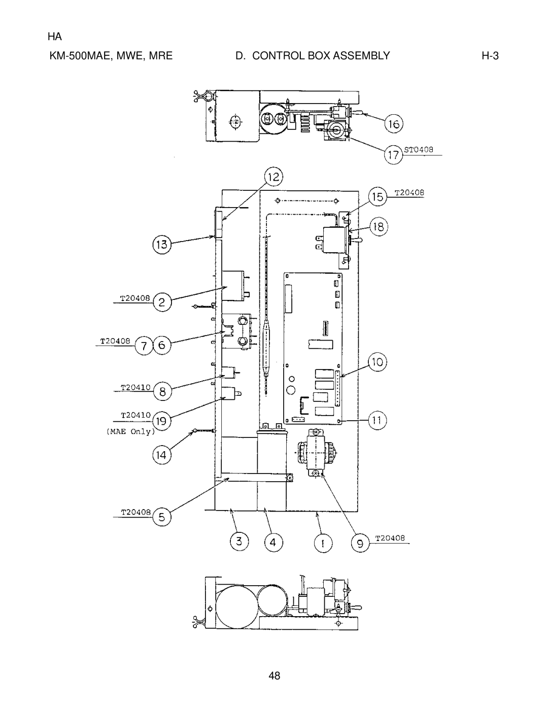 Hoshizaki KM-500MWE, KM-500MRE manual KM-500MAE, MWE, MRE Control BOX Assembly 