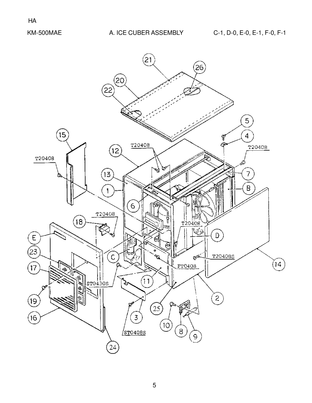 Hoshizaki KM-500MRE, KM-500MWE manual KM-500MAE ICE Cuber Assembly 