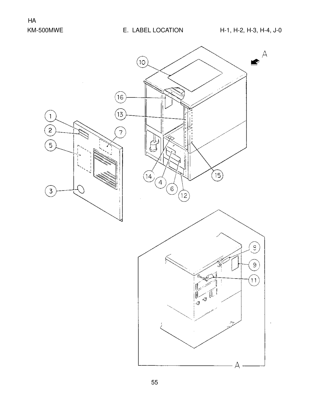 Hoshizaki KM-500MAE, KM-500MWE, KM-500MRE manual H-2, H-3, H-4, J-0 