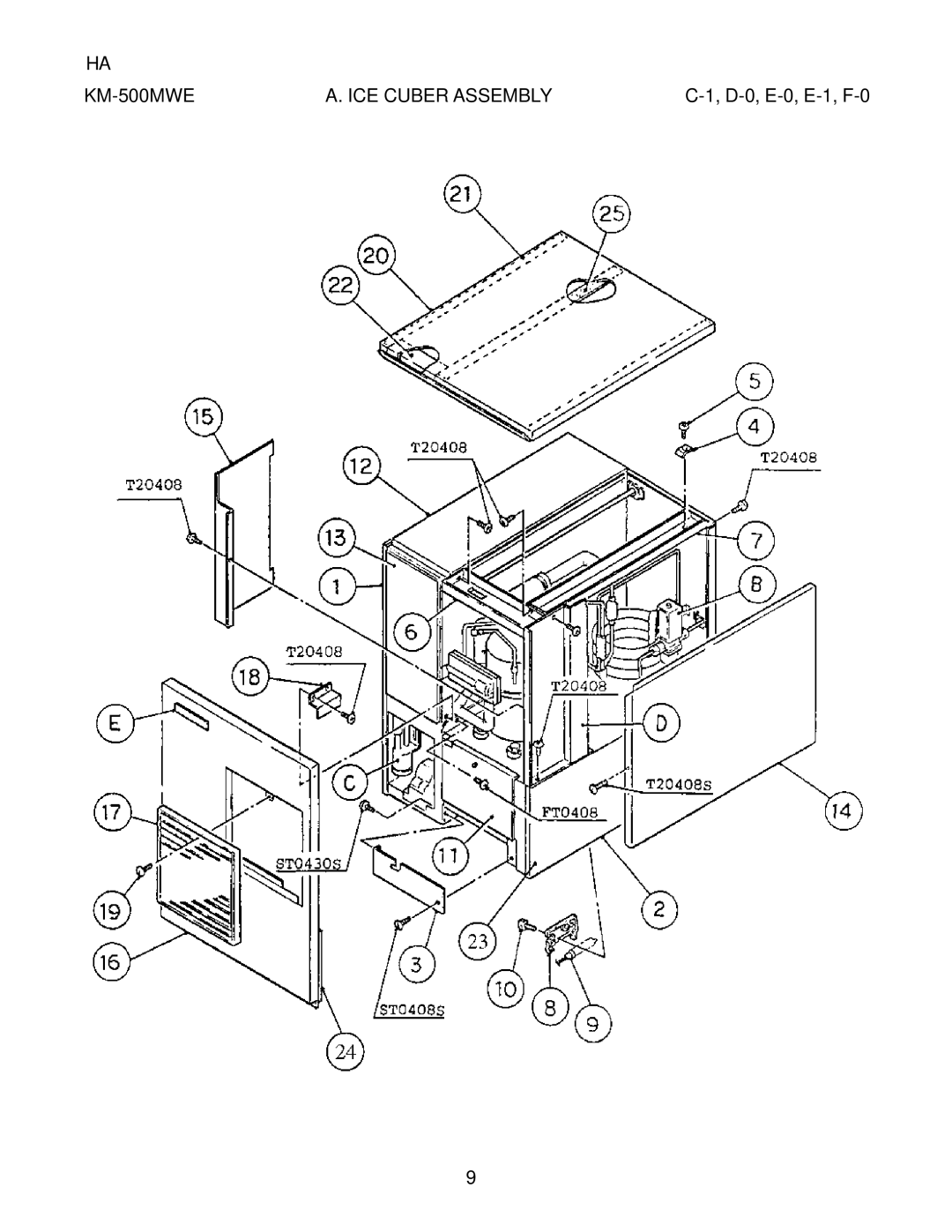 Hoshizaki KM-500MAE, KM-500MRE manual KM-500MWE ICE Cuber Assembly 