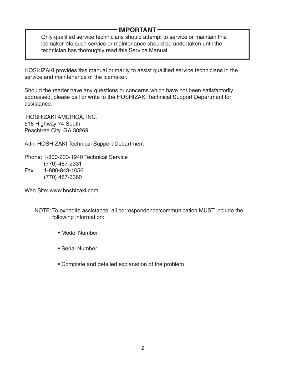 Hoshizaki KM-501MAH, KM-501MRH, KM-501MWH service manual Hoshizaki AMERICA, INC 