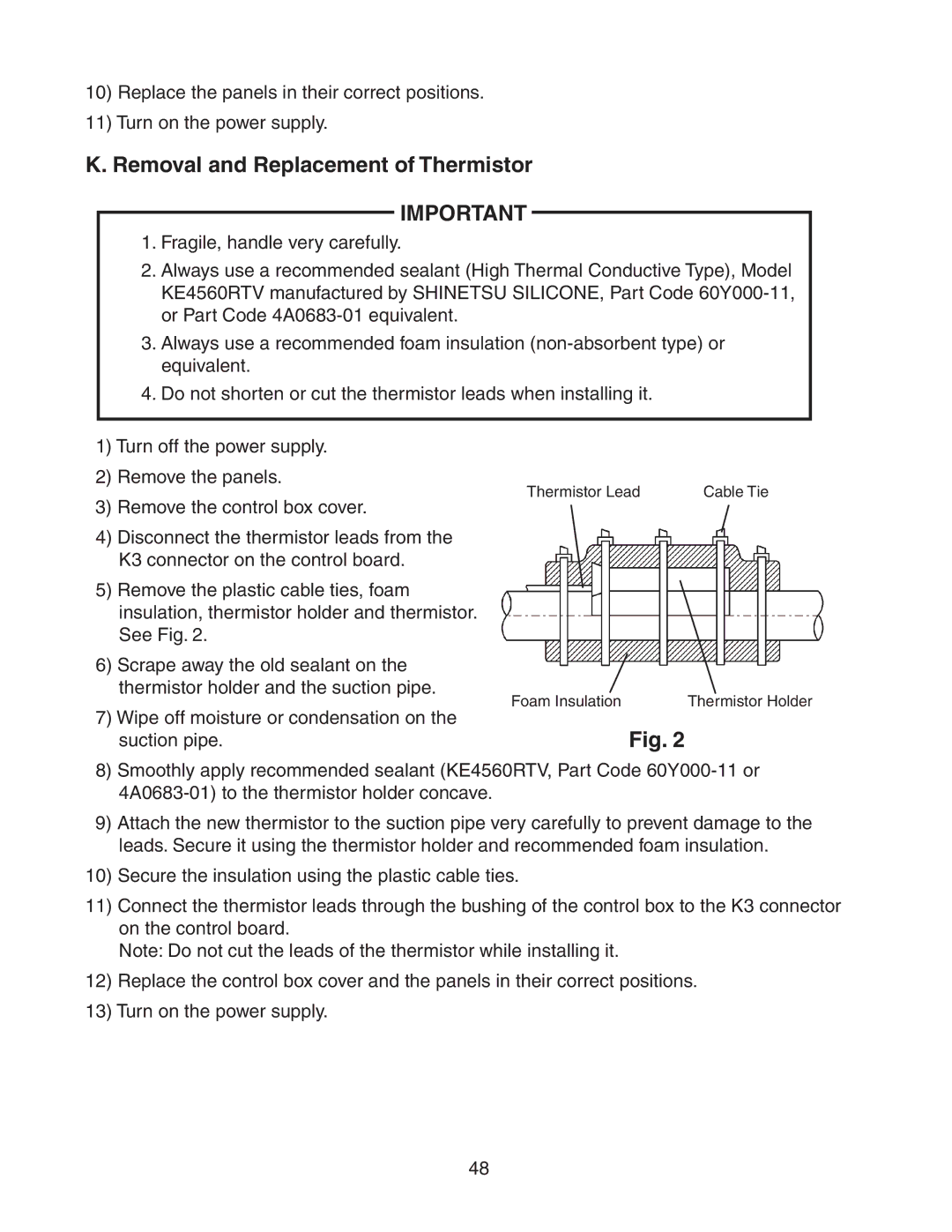 Hoshizaki KM-501MRH, KM-501MWH, KM-501MAH service manual Removal and Replacement of Thermistor 