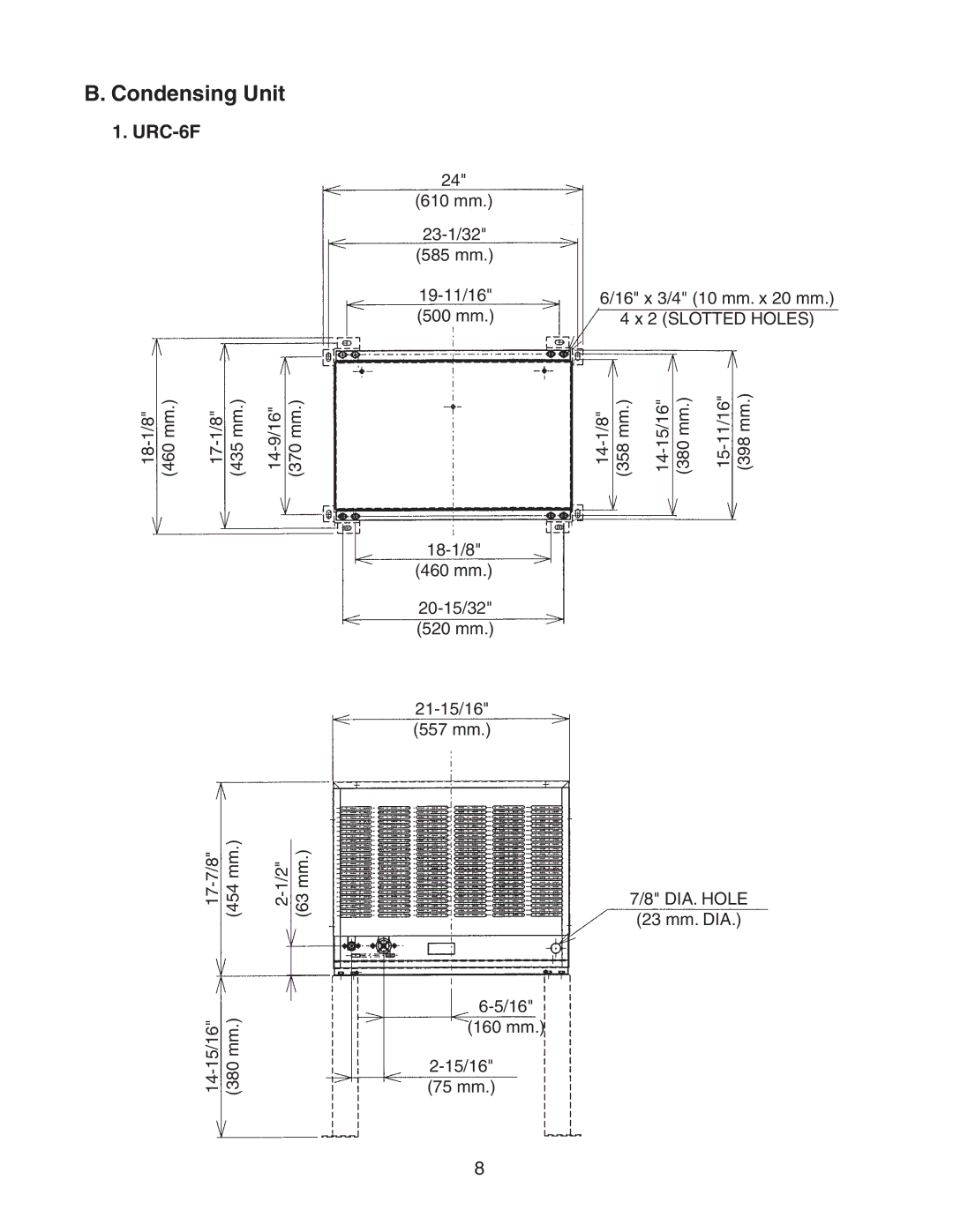 Hoshizaki KM-501MAH, KM-501MRH, KM-501MWH service manual Condensing Unit, URC-6F 