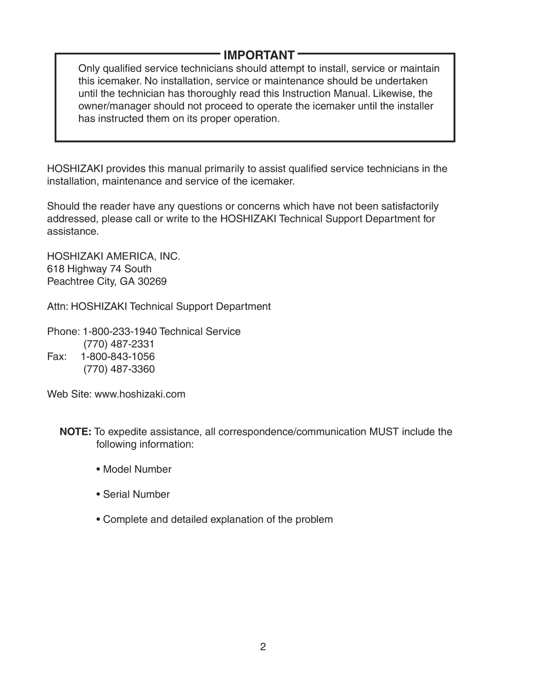 Hoshizaki KM-501MRH, KM-501MWH instruction manual Hoshizaki AMERICA, INC 