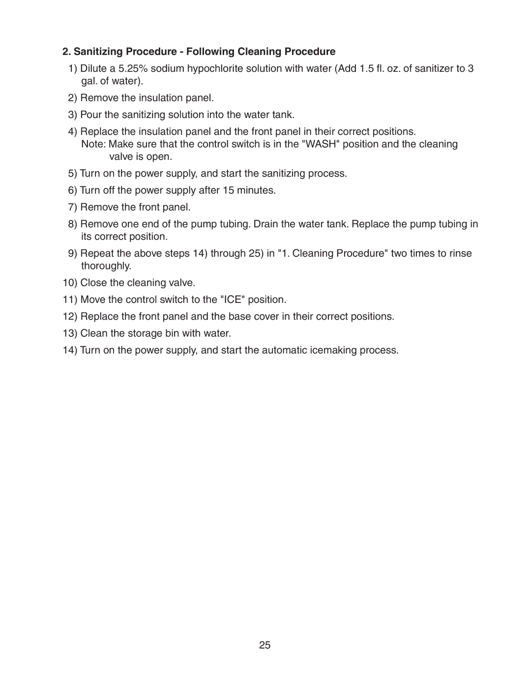 Hoshizaki KM-501MWH, KM-501MRH instruction manual Sanitizing Procedure Following Cleaning Procedure 