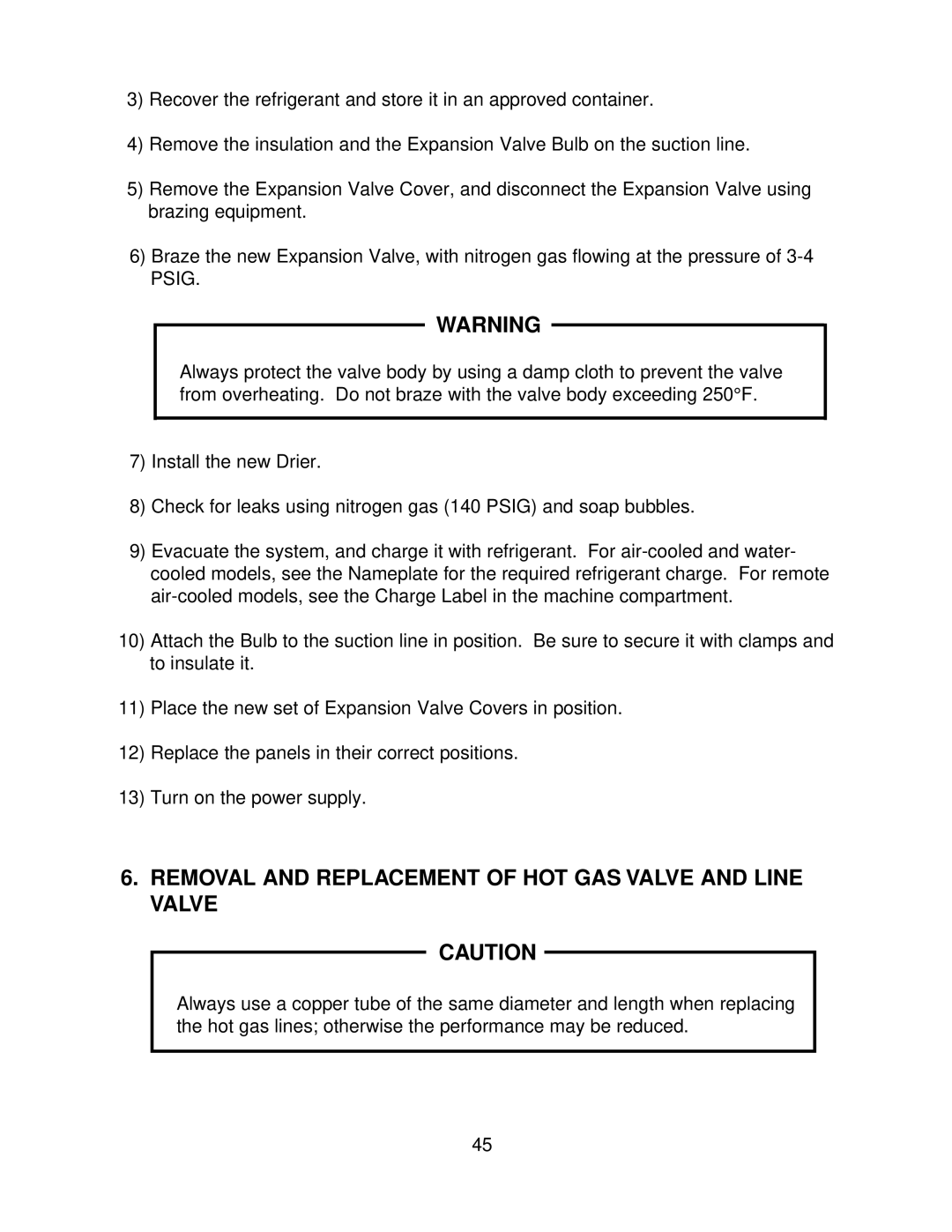 Hoshizaki KM-630MAF, KM-630MWF, KM-630MRF service manual Removal and Replacement of HOT GAS Valve and Line Valve 