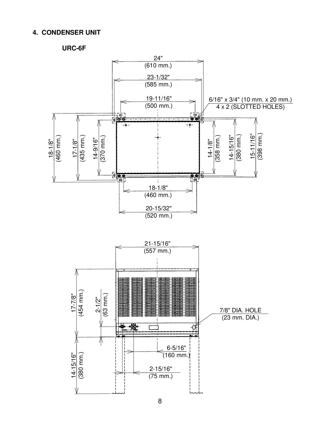 Hoshizaki KM-630MRF, KM-630MAF, KM-630MWF service manual Condenser Unit URC-6F 