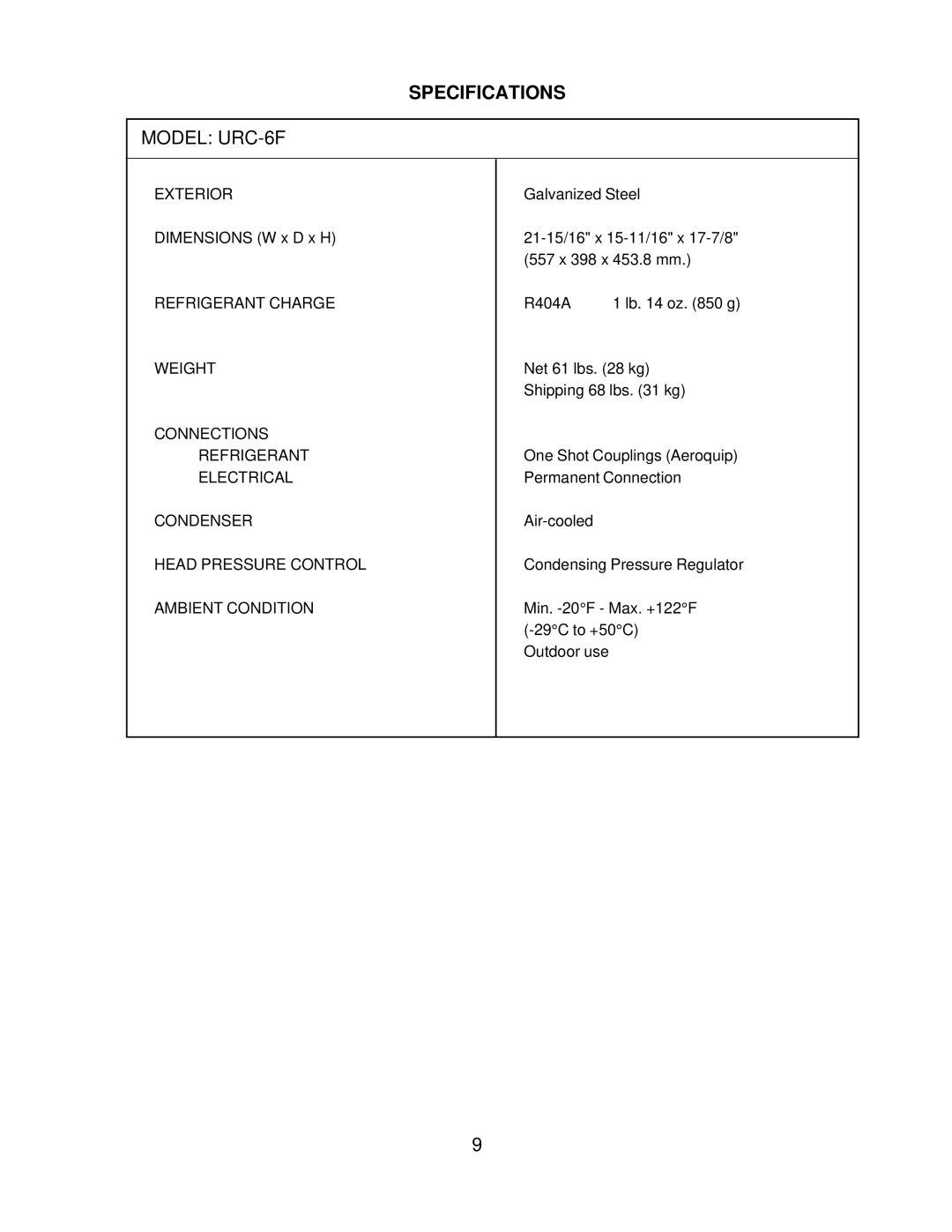 Hoshizaki KM-630MAF, KM-630MWF, KM-630MRF service manual Model URC-6F 