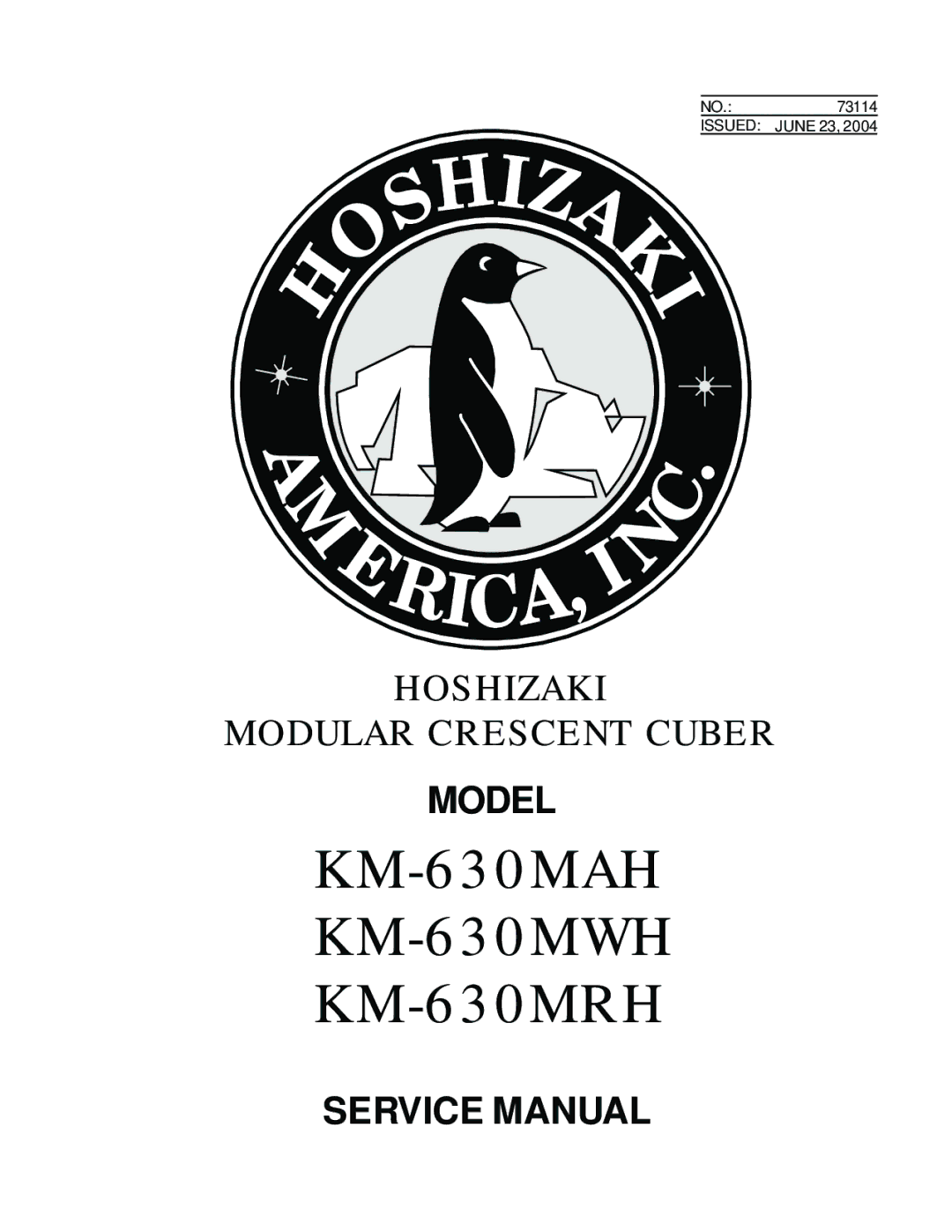 Hoshizaki service manual KM-630MAH KM-630MWH KM-630MRH 