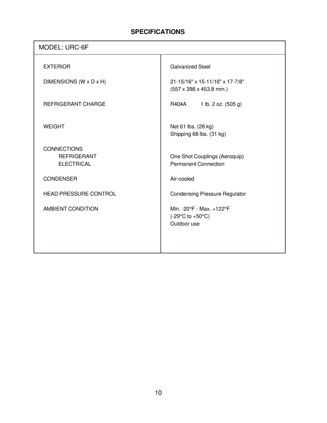 Hoshizaki KM-630MRH, KM-630MWH, KM-630MAH service manual Specifications 