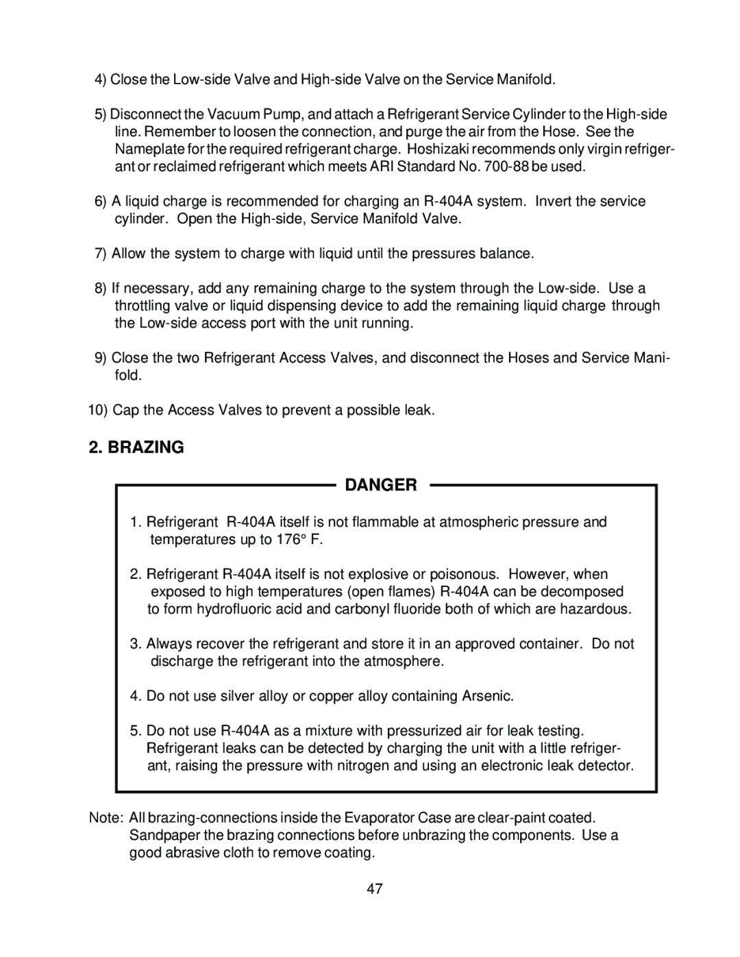 Hoshizaki KM-630MAH, KM-630MWH, KM-630MRH service manual Brazing 